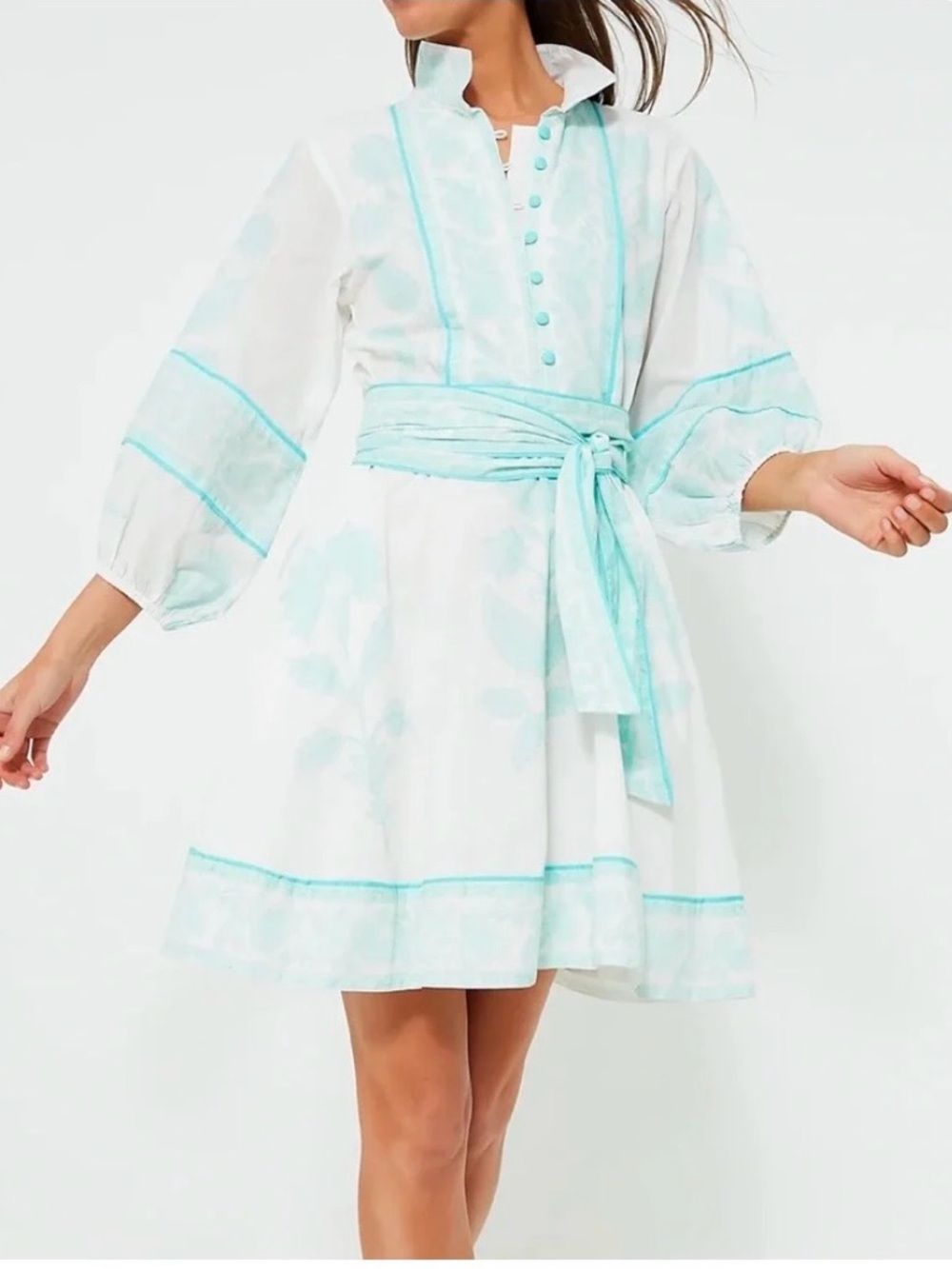 Sue Sartor Exclusive to Tuckernuck Flounce Shorty Dahlia Print Mini Dress